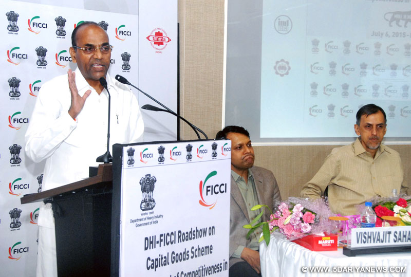 Anant Geete addressing at the workshop on "Enhancement of Competitiveness in the Indian Capital Goods Sector", in Mumbai on July 06, 2015.