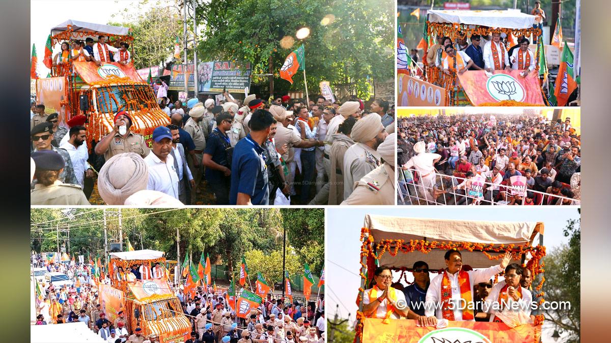 BJP National President J.P.Nadda takes out a roadshow in favour of Dr. Subhash Sharma
