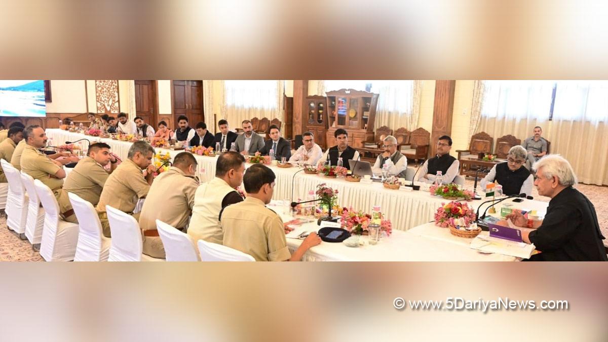 Manoj Sinha, Lieutenant Governor J&K, Raj Bhavan, Jammu, Srinagar, Kashmir, Jammu And Kashmir, Jammu & Kashmir, Atal Dulloo,Chandraker Bharti,Mandeep Kumar Bhandari, Vijay Bidhuri