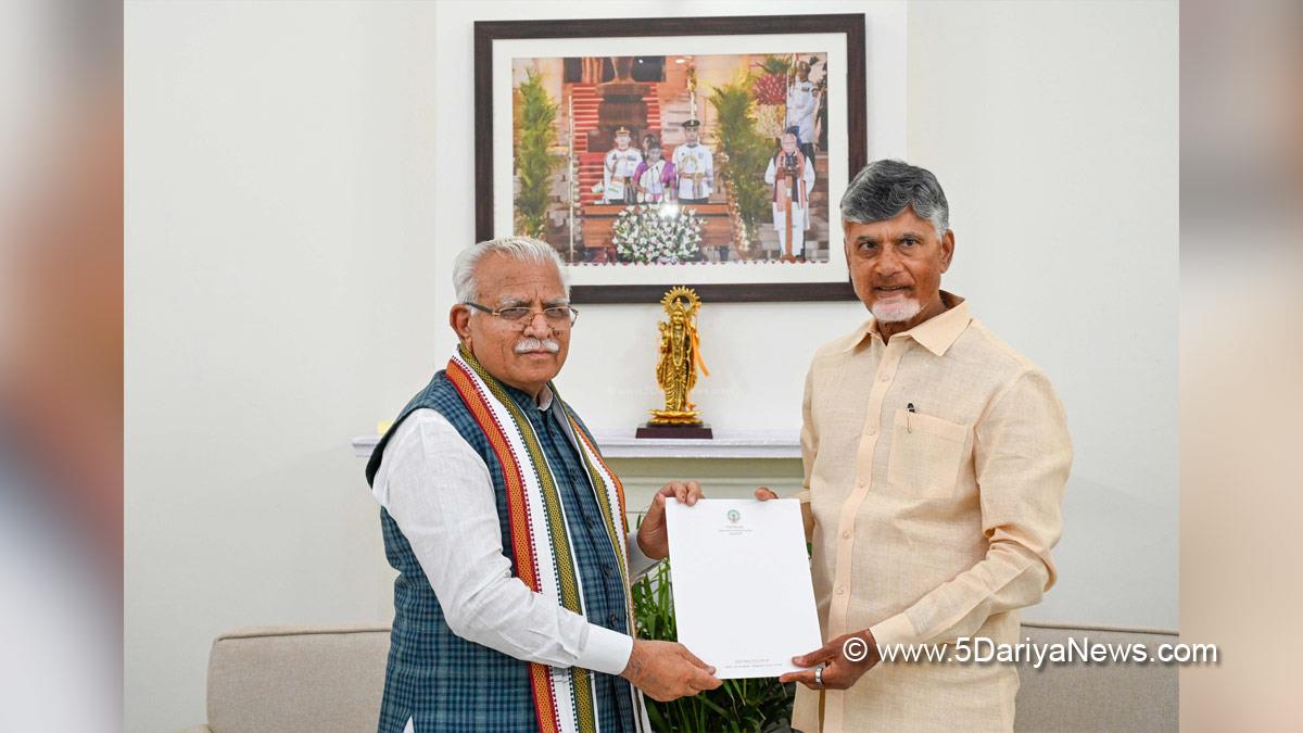 Manohar Lal Khattar, BJP, Bharatiya Janata Party, N Chandrababu Naidu, Nara Chandrababu Naidu, Vijayawada, Andhra Pradesh, Telugu Desam Party, TDP