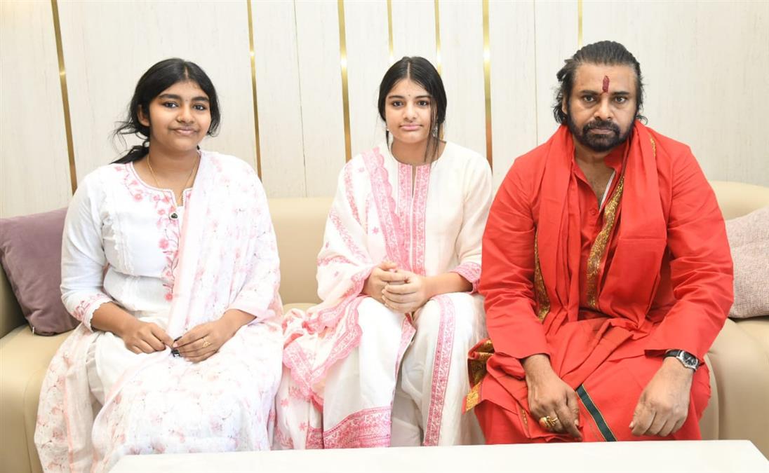 Spiritual Bonding: Pawan Kalyan and His Daughters Make Headlines in Tirumala