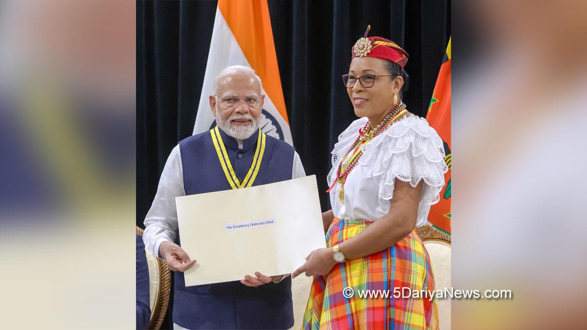 Narendra Modi, Modi, BJP, Bharatiya Janata Party, Prime Minister of India, Prime Minister, Narendra Damodardas Modi, Dominica Award of Honour, Sylvanie Burton