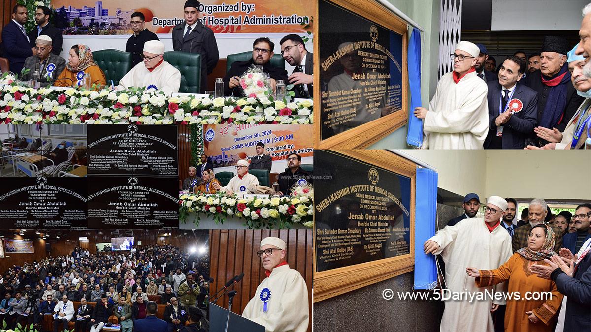 Omar Abdullah, Chief Minister of J&K, Jammu and Kashmir National Conference, National Conference, Srinagar, Kashmir, Jammu And Kashmir, Jammu & Kashmir, Sakeena Masood, Sakeena Itoo, Satish Sharma, Dr Farooq Abdullah, Dr. Farooq Abdullah, Secretary Health & Medical Education Dr. Syed Abid Rashid Shah, Sher i Kashmir Institute of Medical Sciences, SKIMS, 42nd Annual Day Celebrations