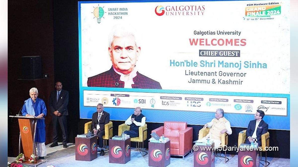 Manoj Sinha, Lieutenant Governor J&K, Raj Bhavan, Jammu, Srinagar, Kashmir, Jammu And Kashmir, Jammu & Kashmir, Smart India Hackathon 2024, Smart India Hackathon 2024 Grand Finale, Greater Noida, Galgotias University