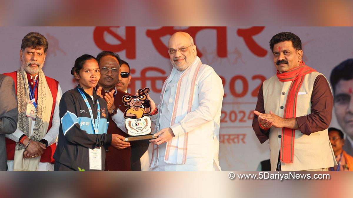 Amit Shah, Union Home Minister, BJP, Bharatiya Janata Party, Vishnu Deo Sai, Chhattisgarh Chief Minister, Deputy Chief Minister, Vijay Sharma, Jagdalpur, Chhattisgarh, Bastar Olympics