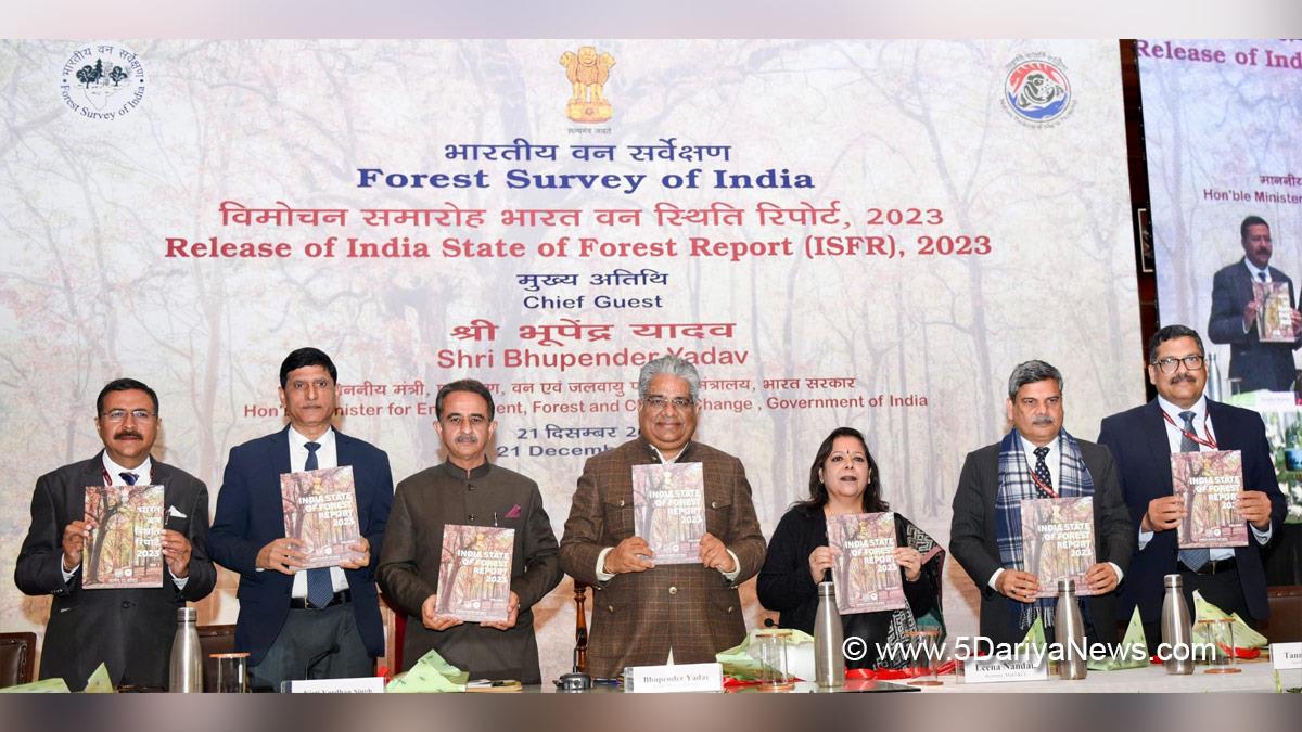 Bhupender Yadav, BJP, Bharatiya Janata Party, Union Minister for Environment Forest and Climate Change, India State of Forest Report 2023, ISFR 2023, National Forest Inventory, NFI, Forest Research Institute, Kirti Vardhan Singh