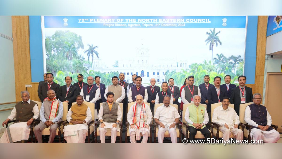 Amit Shah, Union Home Minister, BJP, Bharatiya Janata Party, Jyotiraditya Scindia, Jyotiraditya Madhavrao Scindia, Manik Saha, Chief Minister of Tripura, Indrasena Reddy Nallu, Govind Mohan, North Eastern Council, NEC