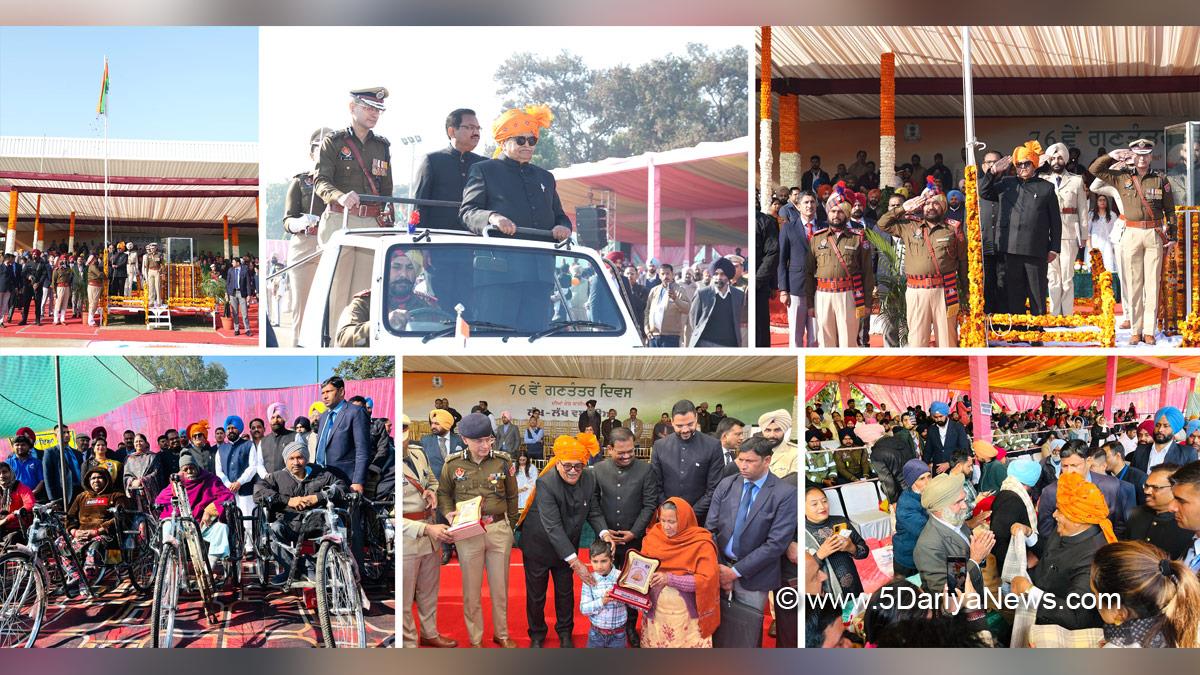 Gulab Chand Kataria, Governor of Punjab, Punjab Governor, Punjab Raj Bhavan, 76th Republic Day, Republic Day of India, Republic Day 2025, Republic Day Parade 2025, National flag, Jitendra Jorwal, DC Ludhiana, Ludhiana, Deputy Commissioner Ludhiana, Rajinderpal Kaur Chhina, Daljit Singh Bhola Grewal, Kulwant Singh Sidhu, KAP Sinha, Gaurav Yadav