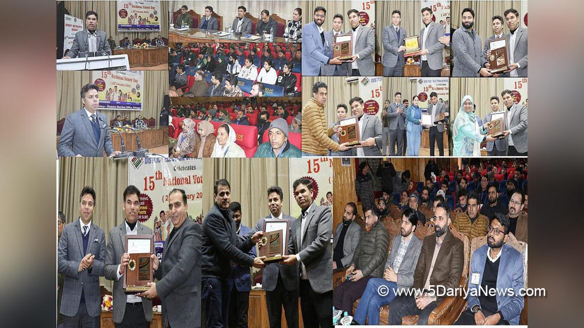 Vijay Kumar Bidhuri, Srinagar, DDC Kashmir, Divisional Commissioner Kashmir, Jammu, Kashmir, Jammu And Kashmir, Jammu & Kashmir, District Administration Srinagar, Dr. Bilal Mohi-Ud-Din Bhat, Deputy Commissioner Srinagar, National Voters Day, 15th National Voters Day