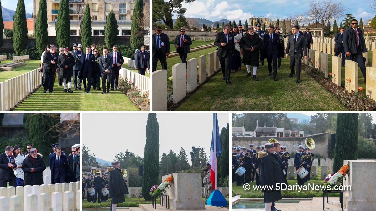 Narendra Modi, Modi, BJP, Bharatiya Janata Party, Prime Minister of India, Prime Minister, Narendra Damodardas Modi, Emmanuel Macron, President of France, Mazargues War Cemetery, France, Marseille