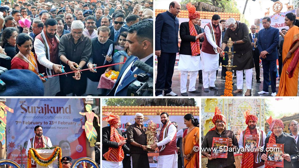 Gajendra Singh Shekhawat, Nayab Singh Saini, Haryana, Bharatiya Janata Party, BJP, Haryana Chief Minister, Chief Minister of Haryana, BJP Haryana, Dr. Arvind Sharma, Vipul Goel,Krishan Kumar Bedi, Rajesh Nagar, Faridabad, 38th Surajkund International Crafts Mela, Surajkund International Crafts Mela