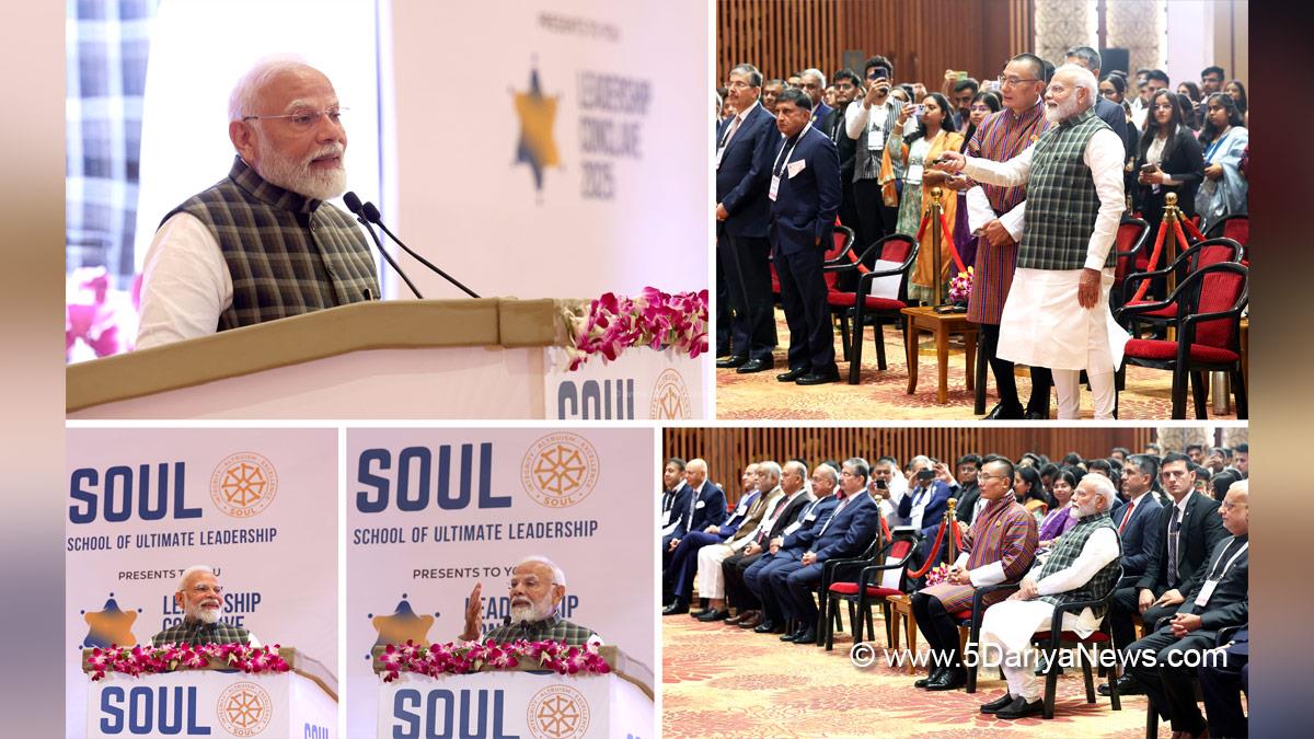 Narendra Modi, Modi, BJP, Bharatiya Janata Party, Prime Minister of India, Prime Minister, Narendra Damodardas Modi, School of Ultimate Leadership, SOUL, SOUL Leadership Conclave 2025, Bharat Mandapam, New Delhi, Dasho Tshering Tobgay, Prime Minister Of Bhutan