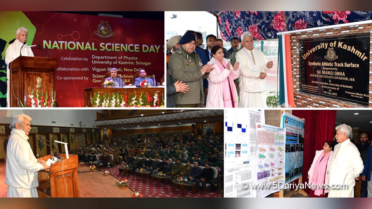 Manoj Sinha, Lieutenant Governor J&K, Raj Bhavan, Jammu, Srinagar, Kashmir, Jammu And Kashmir, Jammu & Kashmir, National Science Day Seminar, University of Kashmir